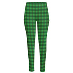 Green Tartan Saint Patrick's Day Print High-Waisted Pocket Leggings