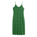Green Tartan Saint Patrick's Day Print Jersey Midi Cami Dress