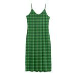Green Tartan Saint Patrick's Day Print Jersey Midi Cami Dress