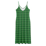 Green Tartan Saint Patrick's Day Print Jersey Midi Cami Dress