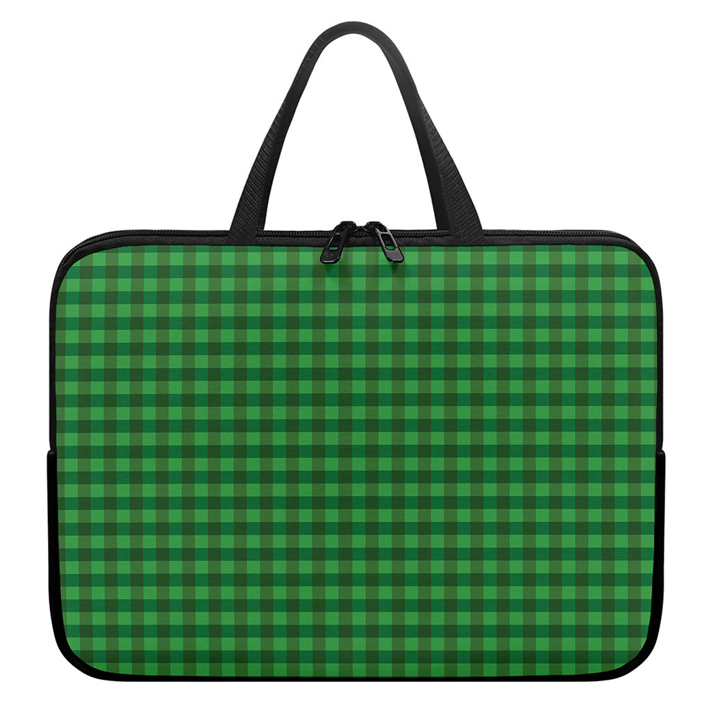Green Tartan Saint Patrick's Day Print Laptop Sleeve With Handle