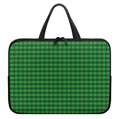 Green Tartan Saint Patrick's Day Print Laptop Sleeve With Handle