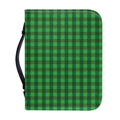 Green Tartan Saint Patrick's Day Print Leather Bible Cover