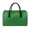 Green Tartan Saint Patrick's Day Print Leather Duffel Bag