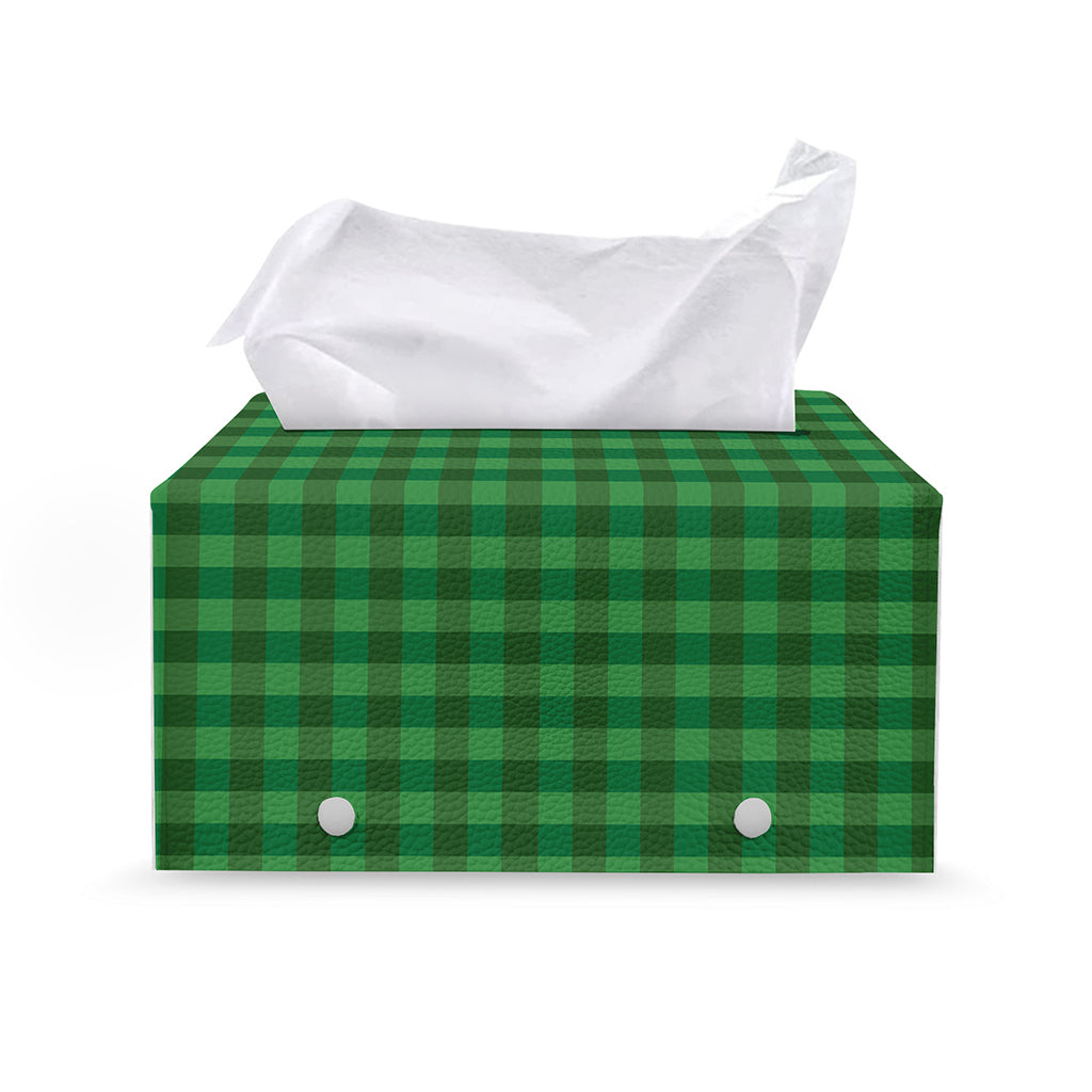 Green Tartan Saint Patrick's Day Print Leather Tissue Box Cover