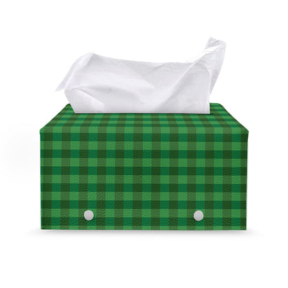 Green Tartan Saint Patrick's Day Print Leather Tissue Box Cover