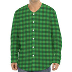 Green Tartan Saint Patrick's Day Print Long Sleeve Baseball Jersey