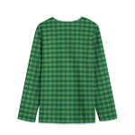 Green Tartan Saint Patrick's Day Print Long Sleeve Short Coat