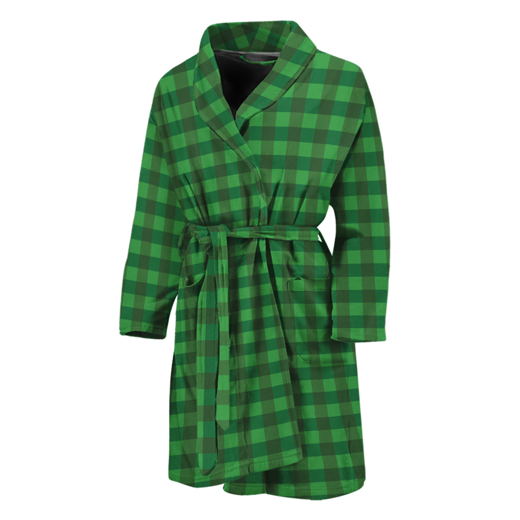 Green Tartan Saint Patrick's Day Print Men's Bathrobe