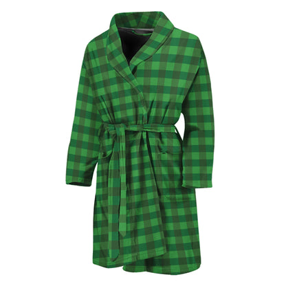 Green Tartan Saint Patrick's Day Print Men's Bathrobe