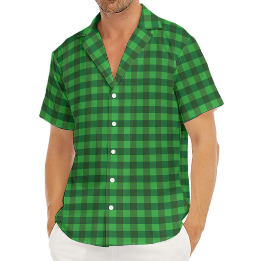 Green Tartan Saint Patrick's Day Print Men's Deep V-Neck Shirt