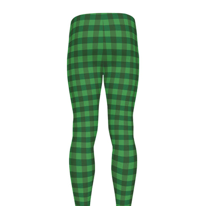 Green Tartan Saint Patrick's Day Print Men's leggings