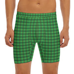 Green Tartan Saint Patrick's Day Print Men's Long Boxer Briefs