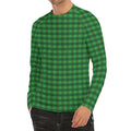 Green Tartan Saint Patrick's Day Print Men's Long Sleeve Rash Guard