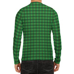 Green Tartan Saint Patrick's Day Print Men's Long Sleeve Rash Guard