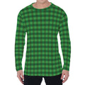 Green Tartan Saint Patrick's Day Print Men's Long Sleeve T-Shirt
