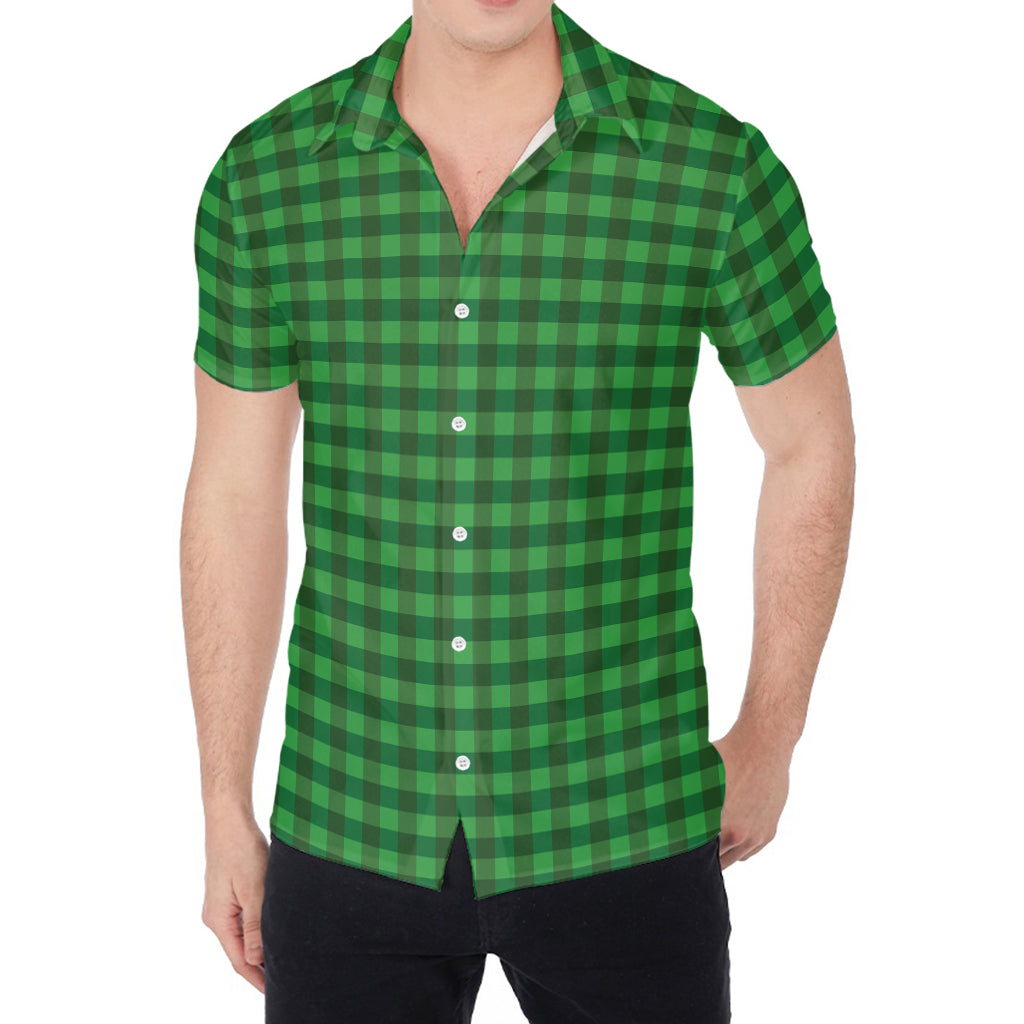 Green Tartan Saint Patrick's Day Print Men's Shirt