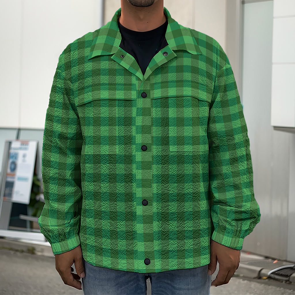 Green Tartan Saint Patrick's Day Print Men's Shirt Jacket