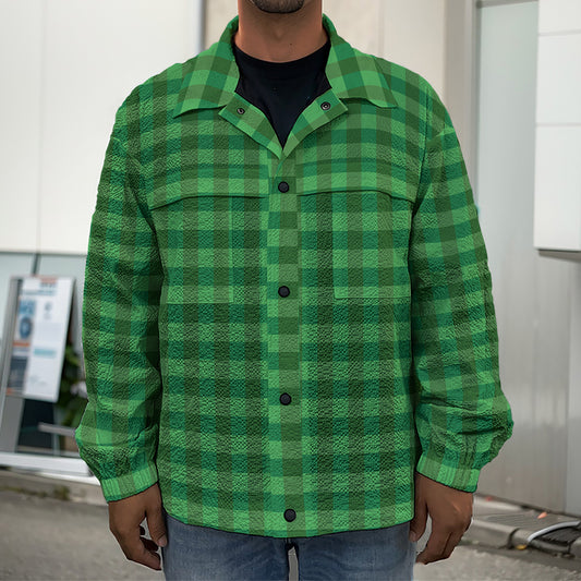 Green Tartan Saint Patrick's Day Print Men's Shirt Jacket