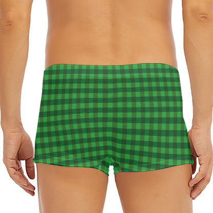 Green Tartan Saint Patrick's Day Print Men's Short Boxer Briefs