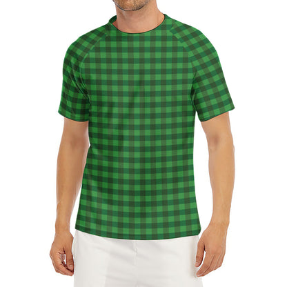Green Tartan Saint Patrick's Day Print Men's Short Sleeve Rash Guard