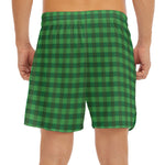 Green Tartan Saint Patrick's Day Print Men's Split Running Shorts