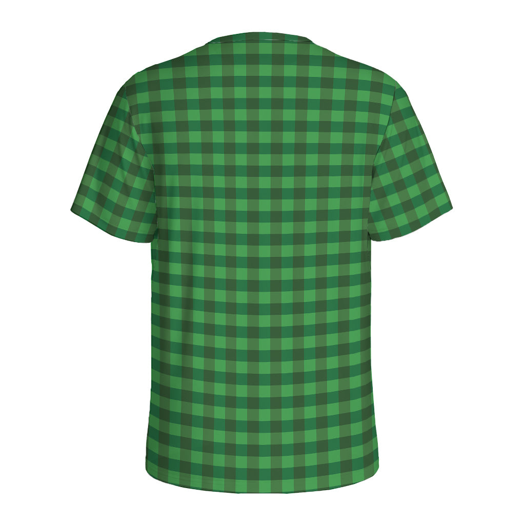 Green Tartan Saint Patrick's Day Print Men's Sports T-Shirt