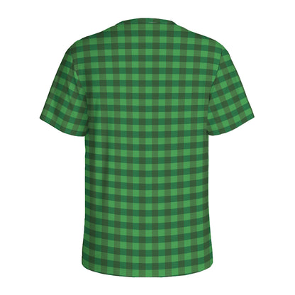 Green Tartan Saint Patrick's Day Print Men's Sports T-Shirt