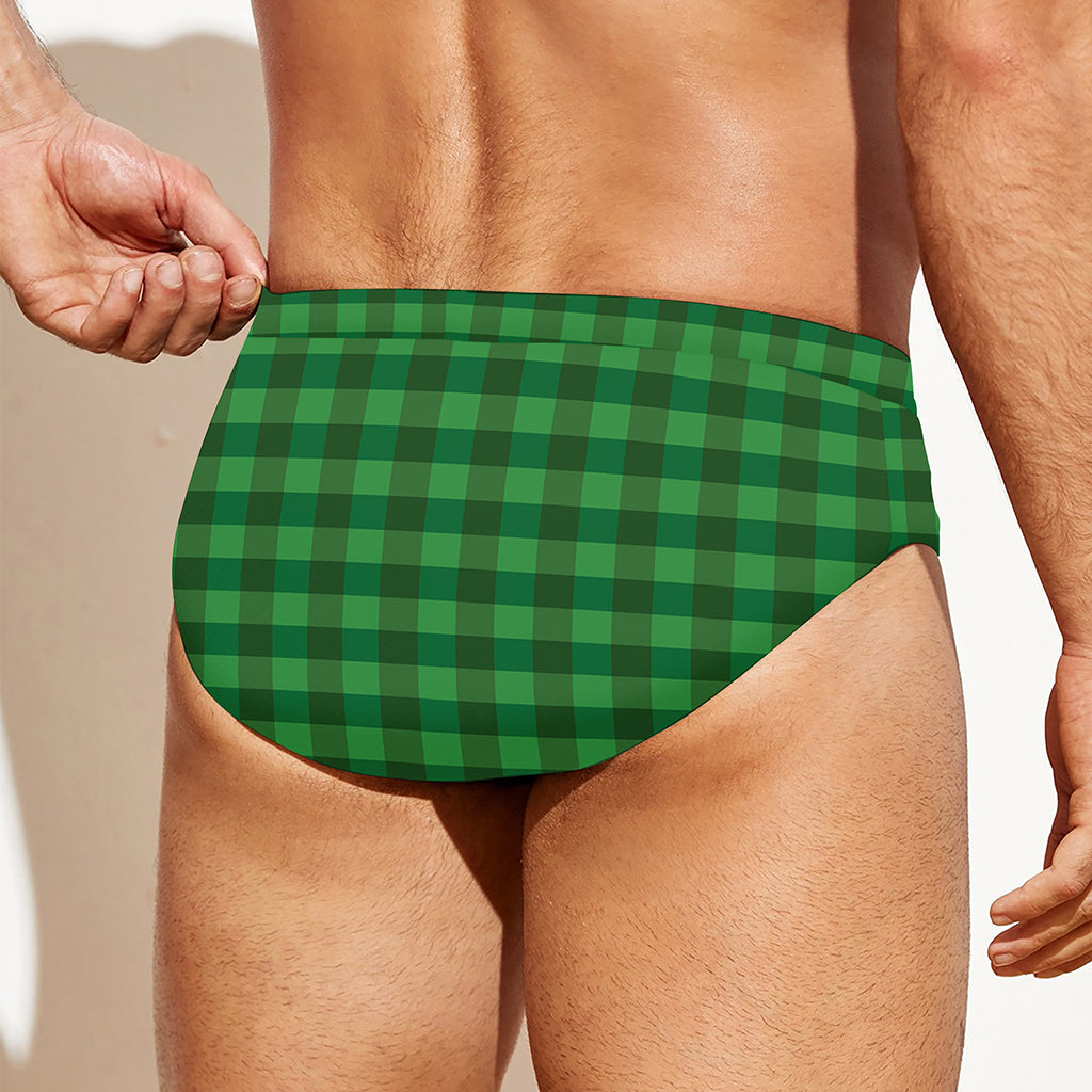 Green Tartan Saint Patrick's Day Print Men's Swim Briefs