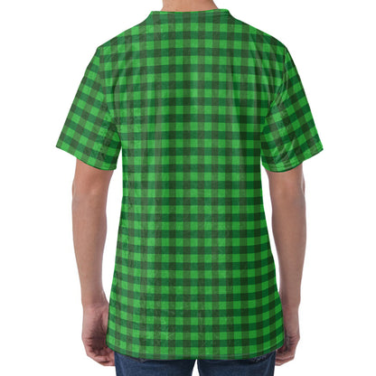 Green Tartan Saint Patrick's Day Print Men's Velvet T-Shirt