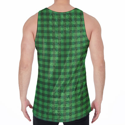 Green Tartan Saint Patrick's Day Print Men's Velvet Tank Top