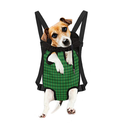 Green Tartan Saint Patrick's Day Print Pet Carrier Backpack
