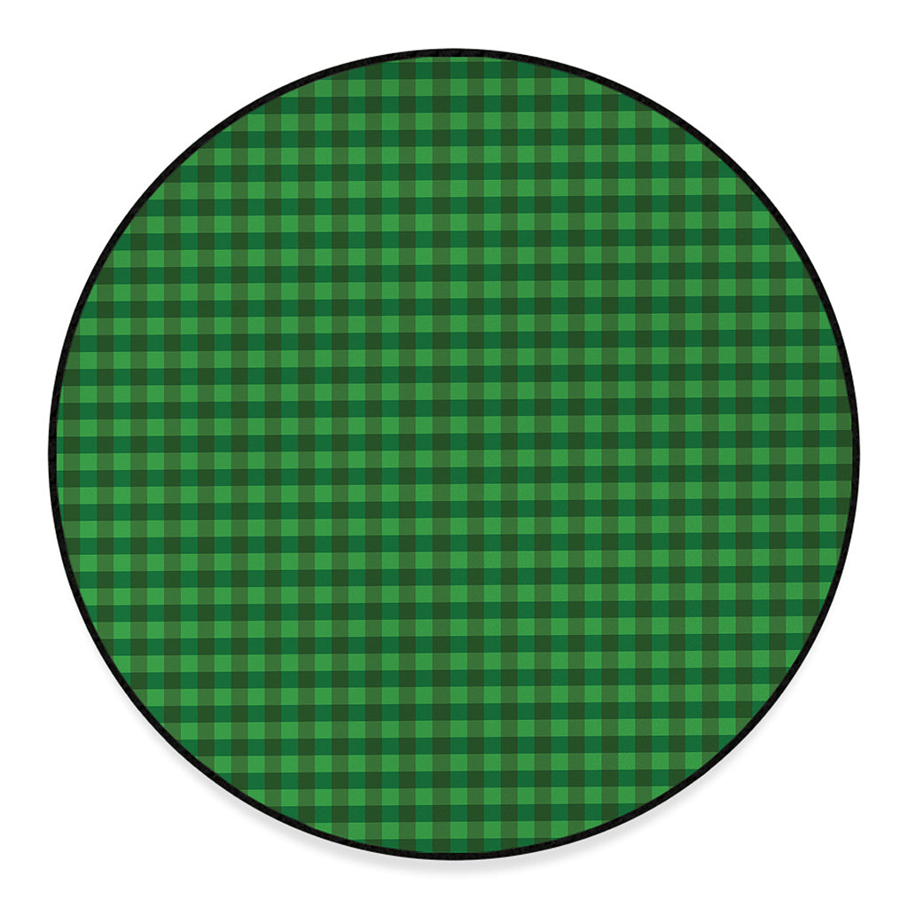 Green Tartan Saint Patrick's Day Print Round Floor Mat