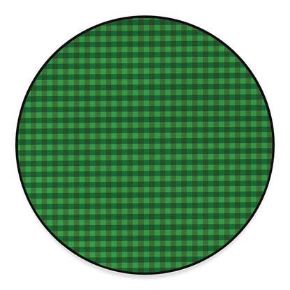 Green Tartan Saint Patrick's Day Print Round Floor Mat