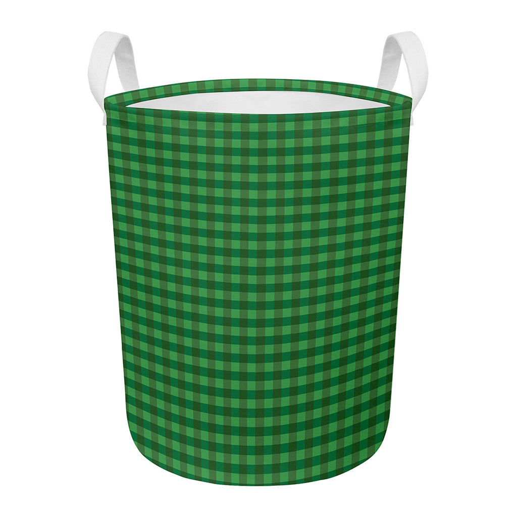 Green Tartan Saint Patrick's Day Print Round Laundry Basket