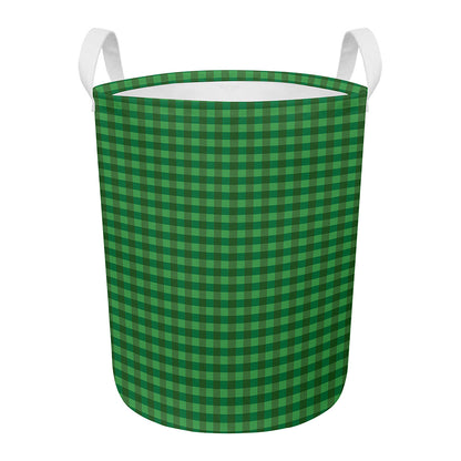 Green Tartan Saint Patrick's Day Print Round Laundry Basket
