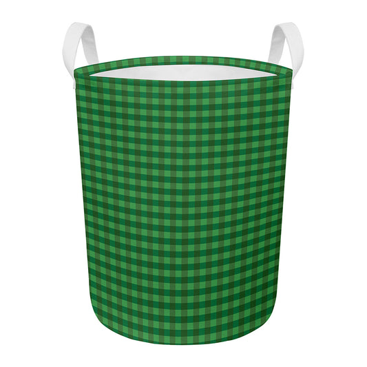 Green Tartan Saint Patrick's Day Print Round Laundry Basket
