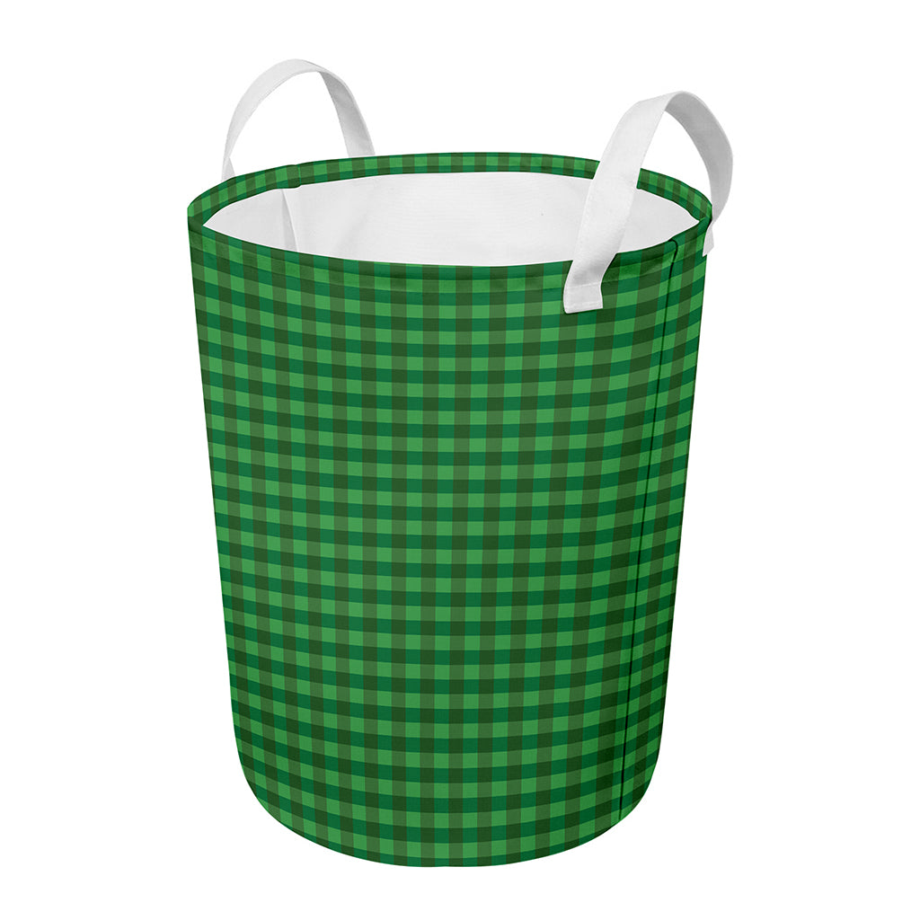 Green Tartan Saint Patrick's Day Print Round Laundry Basket