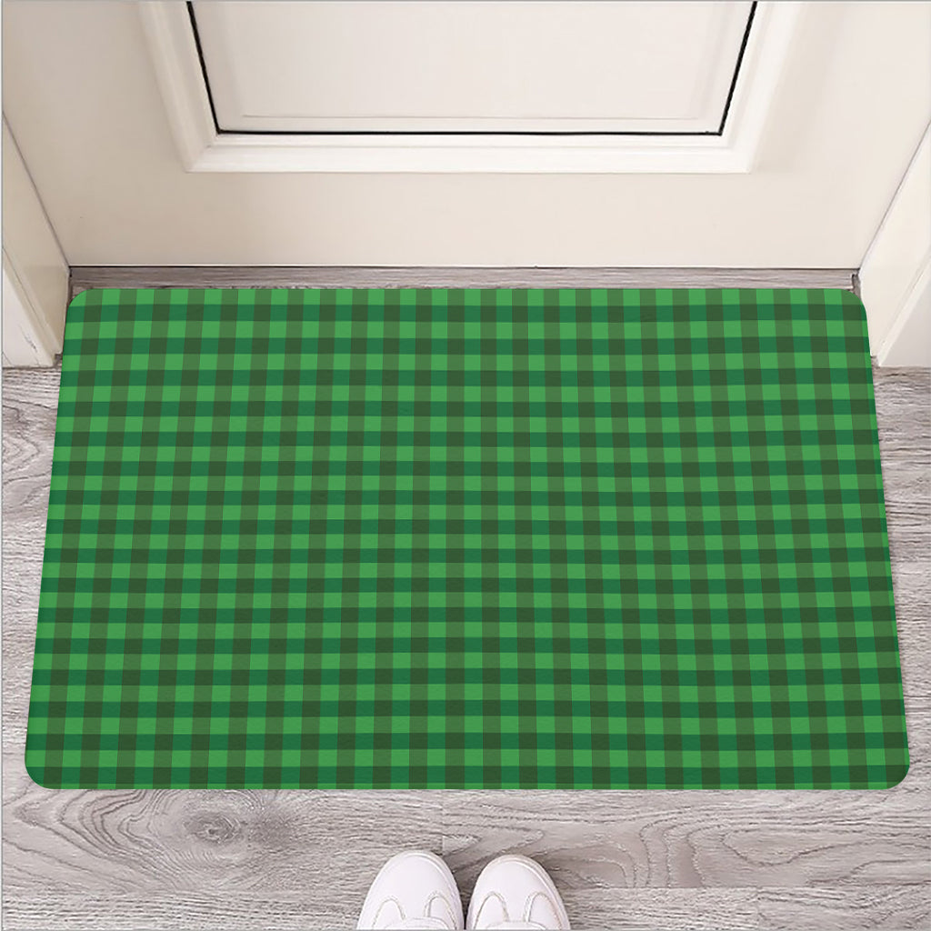 Green Tartan Saint Patrick's Day Print Rubber Doormat