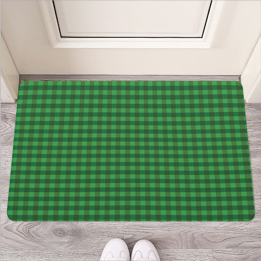Green Tartan Saint Patrick's Day Print Rubber Doormat