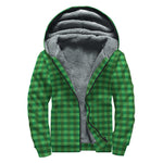 Green Tartan Saint Patrick's Day Print Sherpa Lined Zip Up Hoodie