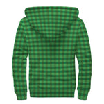 Green Tartan Saint Patrick's Day Print Sherpa Lined Zip Up Hoodie