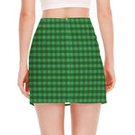 Green Tartan Saint Patrick's Day Print Side Slit Mini Skirt
