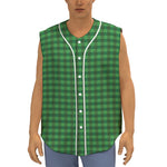 Green Tartan Saint Patrick's Day Print Sleeveless Baseball Jersey