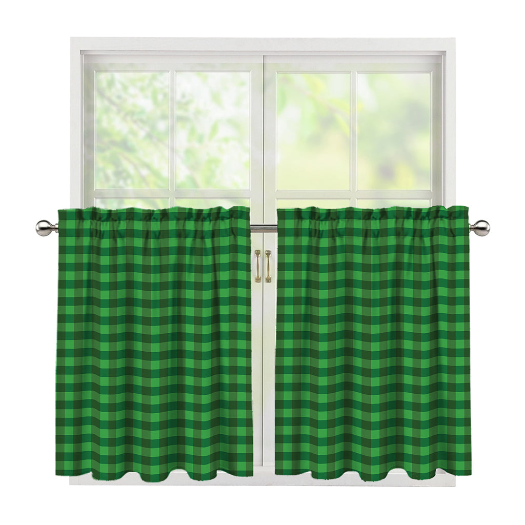 Green Tartan Saint Patrick's Day Print Tier Curtains