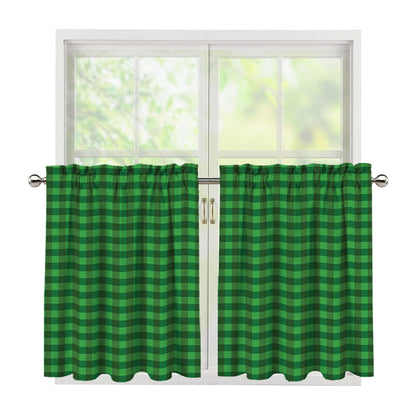 Green Tartan Saint Patrick's Day Print Tier Curtains