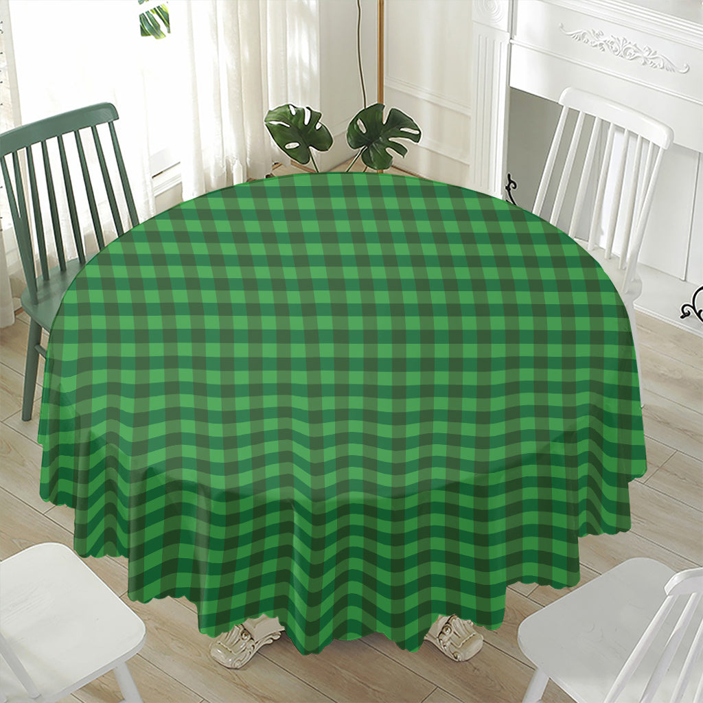 Green Tartan Saint Patrick's Day Print Waterproof Round Tablecloth