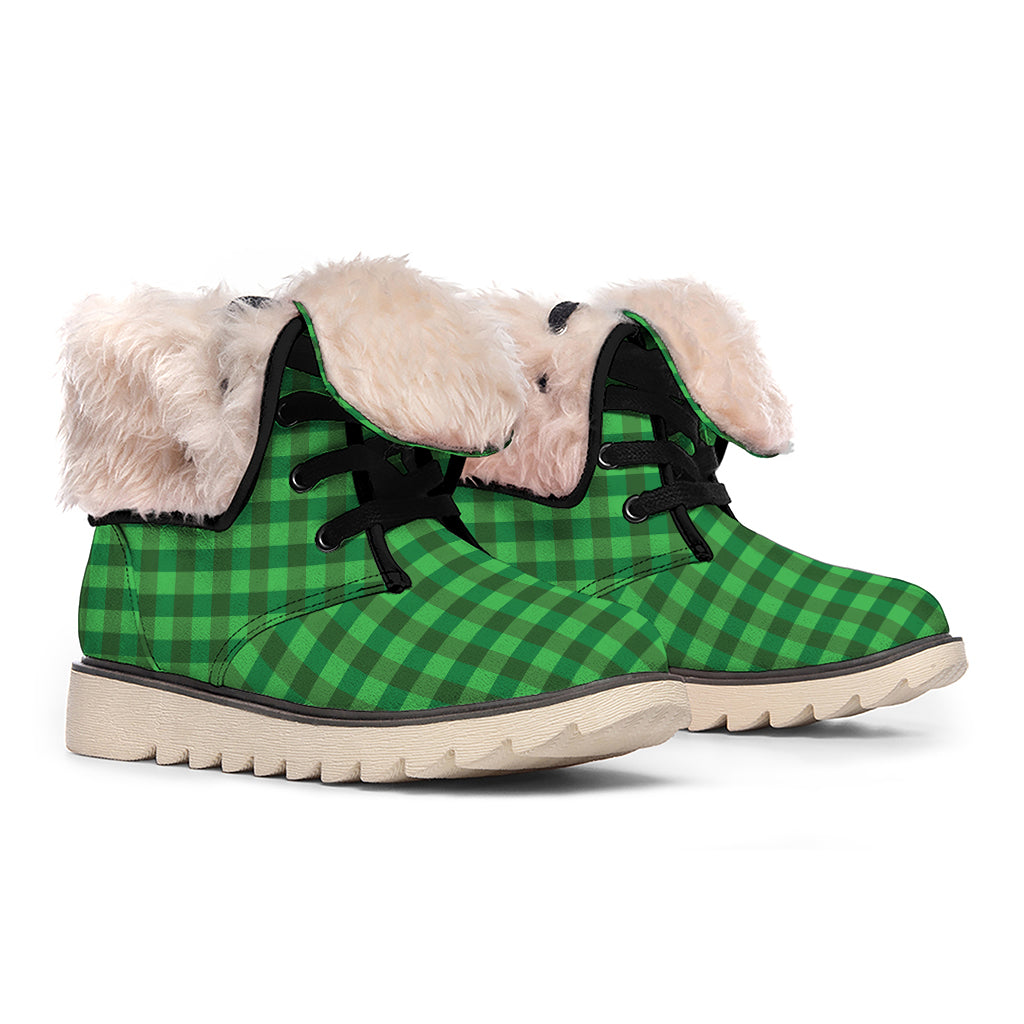 Green Tartan Saint Patrick's Day Print Winter Boots