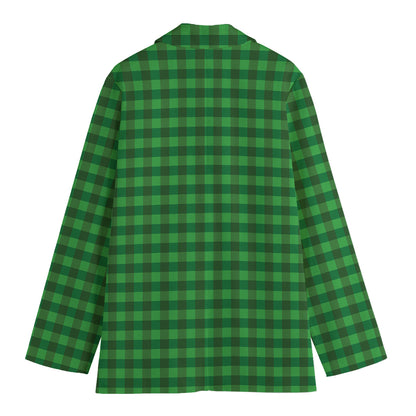 Green Tartan Saint Patrick's Day Print Women's Blazer