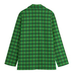 Green Tartan Saint Patrick's Day Print Women's Cotton Blazer